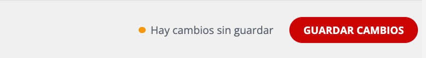 Botón Guardar cambios con el aviso de cambios sin guardar