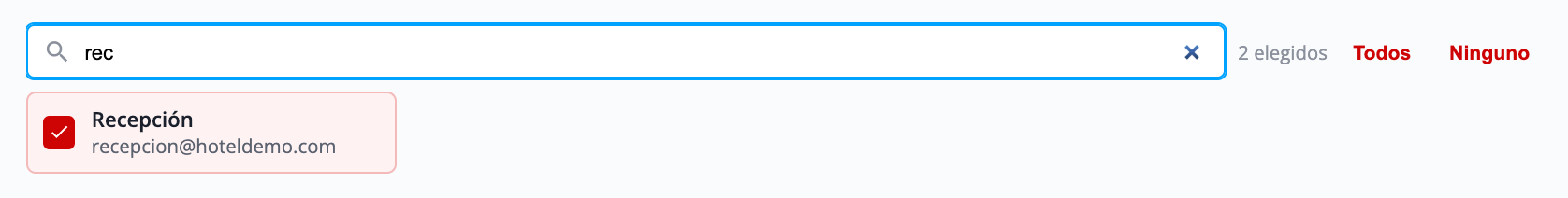 Búsqueda de destinatarios por nombre o correo